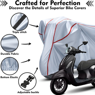 AutoGalaxy Waterproof Two Wheeler Cover for Bajaj(Chetak, Silver, Red)