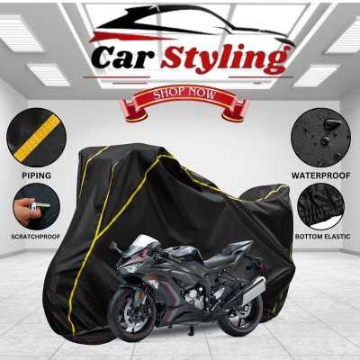 OliverX Waterproof Two Wheeler Cover for Kawasaki(Ninja ZX-6R, Black, Yellow)