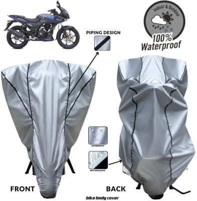 MADAFIYA Two Wheeler Cover for Bajaj(Pulsar 220 DTS-i, Silver, Black)