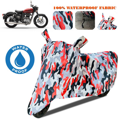 SnehaSales Waterproof Two Wheeler Cover for Royal Enfield(Classic Chrome, Red, White)