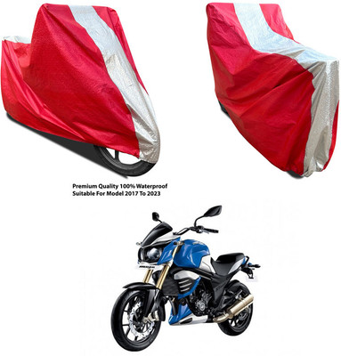 AutoGalaxy Waterproof Two Wheeler Cover for Mahindra(Mojo, Silver, Red)