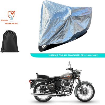 CODOKI Waterproof Two Wheeler Cover for Royal Enfield(Bullet 500, Silver)