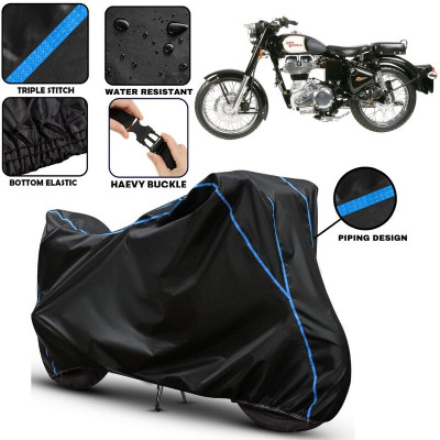 kerwa Two Wheeler Cover for Royal Enfield(350, Black, Blue)