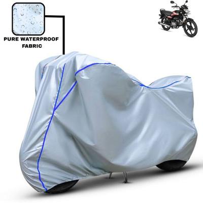 Delphinium Waterproof Two Wheeler Cover for Hero(HF Deluxe, Silver, Blue)