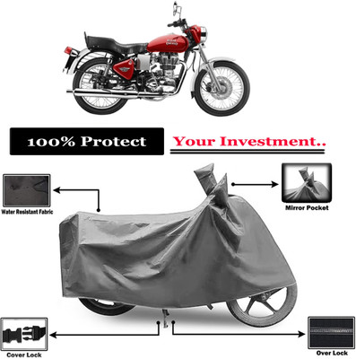 Amexride Two Wheeler Cover for Royal Enfield(Electra 4S, Grey)