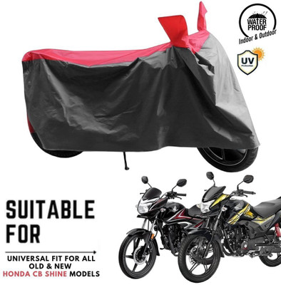 ZAQE Waterproof Two Wheeler Cover for Honda(CB Shine, Grey, Red)