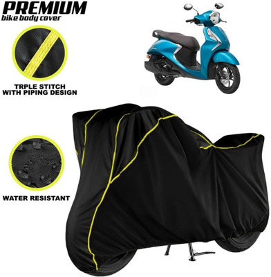 kerwa Waterproof Two Wheeler Cover for Yamaha(Fascino, Black, Yellow)