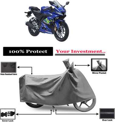 Amexride Two Wheeler Cover for Yamaha(YZF R15 V3 Moto GP Edition BS6, Grey)