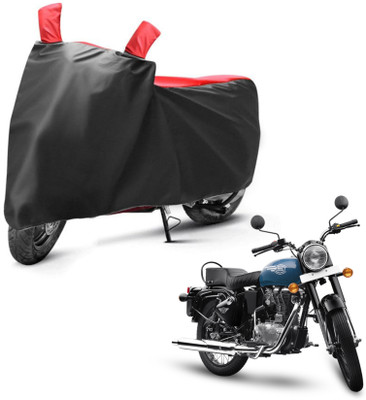 sowelar Waterproof Two Wheeler Cover for Royal Enfield(350 BS6, Black, Red)