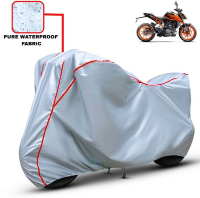 Delphinium Waterproof Two Wheeler Cover for KTM(200 Duke, Silver, Red)