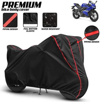 Mwiss Waterproof Two Wheeler Cover for Yamaha(R15S, Black, Red)