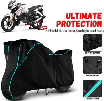 OliverX Waterproof Two Wheeler Cover for TVS(Apache, Black, Blue)