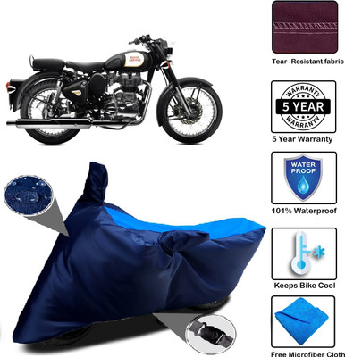 MISSION COLLECTION Waterproof Two Wheeler Cover for Royal Enfield(Classic 350, Blue)