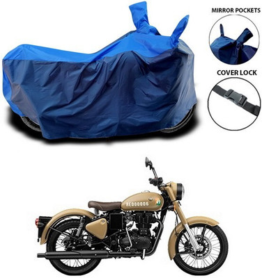 DeepShakshi AUTOMOTIVE Two Wheeler Cover for Royal Enfield(Classic 350 Signals, Black, Blue)