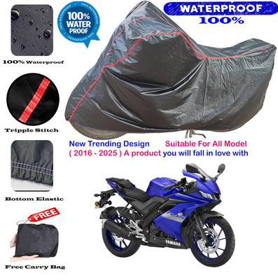 AutoGalaxy Waterproof Two Wheeler Cover for Yamaha(YZF R1 BS6, Black, Red)