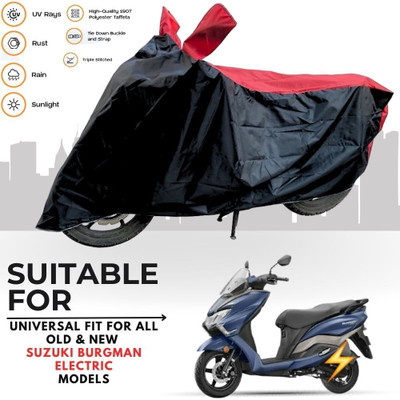 MADAFIYA Two Wheeler Cover for Suzuki(Burgman Electric, Black, Red)