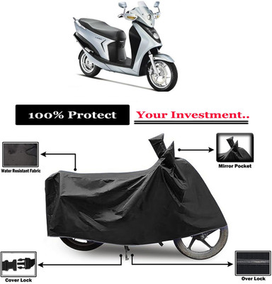 Amexride Two Wheeler Cover for Hero(Leap Hybrid SES BS6, Black)
