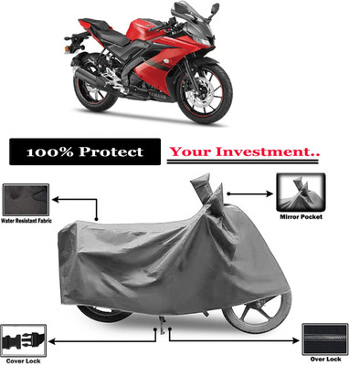 Amexride Two Wheeler Cover for Yamaha(YZF-R15 V3 New BS6, Grey)