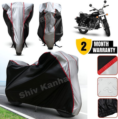 Shiv Kanha Waterproof Two Wheeler Cover for Royal Enfield(Bullet, Black, Silver)