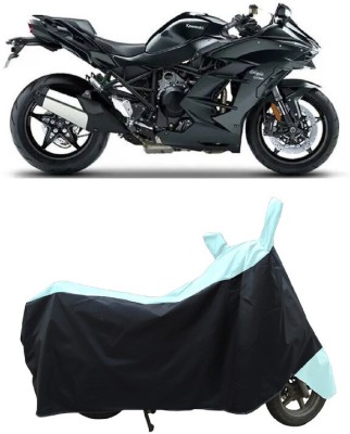 Coxtor Waterproof Two Wheeler Cover for Kawasaki(Ninja H2 SX BS6, Black, Blue)