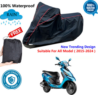 AutoGalaxy Waterproof Two Wheeler Cover for TVS(Scooty Zest, Black, Red)