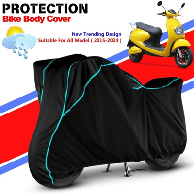 CABRY Waterproof Two Wheeler Cover for Techo Electra(Electra 4S, Black, Blue)