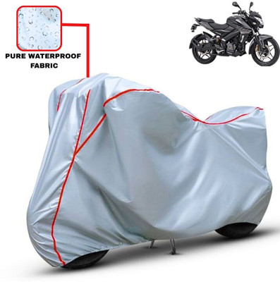 Delphinium Waterproof Two Wheeler Cover for Bajaj(Pulsar NS 200, Silver, Red)
