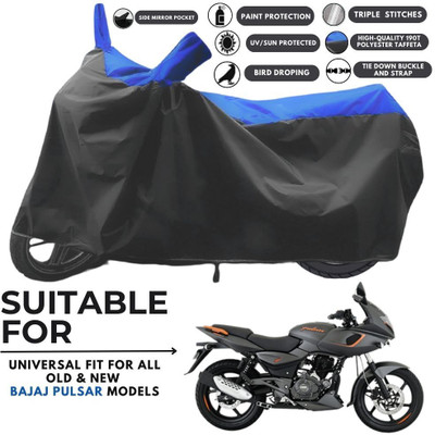 ZAQE Two Wheeler Cover for Bajaj(Pulsar 180F, Black, Blue)