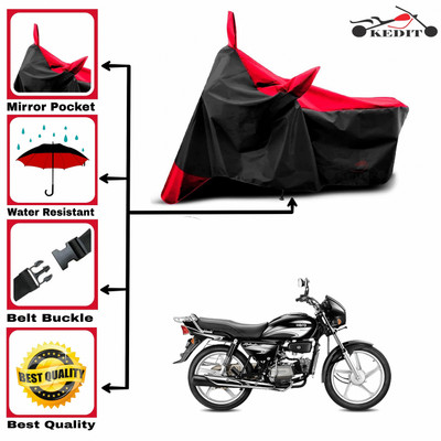 KEDIT Two Wheeler Cover for Hero(Splendor, Red, Black)
