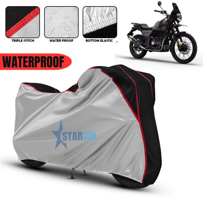 Starvin Waterproof Two Wheeler Cover for Royal Enfield(Himalayan, Silver, Black)