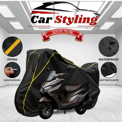Car Styling Waterproof Two Wheeler Cover for Suzuki(Burgman Street 125, Black, Yellow)