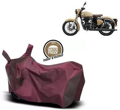OliverX Waterproof Two Wheeler Cover for Royal Enfield(Classic 350 Signals, Maroon)