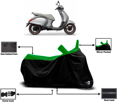 Amexride Two Wheeler Cover for Bajaj(Urbanite Chetak BS6, Green)