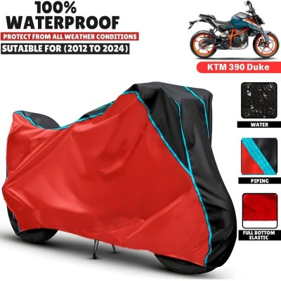 CAROXON Waterproof Two Wheeler Cover for KTM(390 Duke, Black, Red)