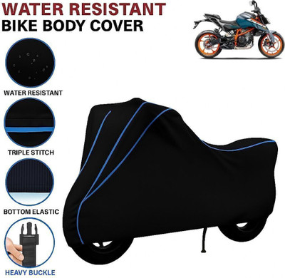 BigFly Waterproof Two Wheeler Cover for KTM(390 Duke, Black, Blue)