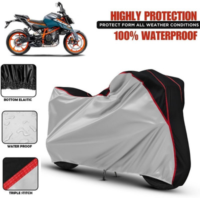 Shiv Kanha Waterproof Two Wheeler Cover for KTM(350 BS6, Silver, Black)