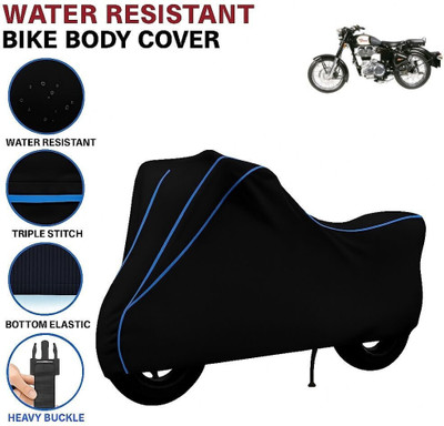 BigFly Waterproof Two Wheeler Cover for Royal Enfield(350, Black, Blue)