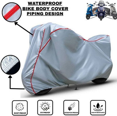 LE PRA Waterproof Two Wheeler Cover for TVS(Jupiter 125, Silver, Red)