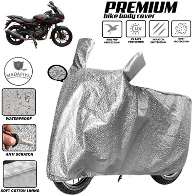 MADAFIYA Two Wheeler Cover for Bajaj(Pulsar 220 BS6, Silver)