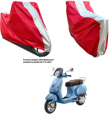AutoGalaxy Waterproof Two Wheeler Cover for Vespa(Elegante 150 BS6, Silver, Red)