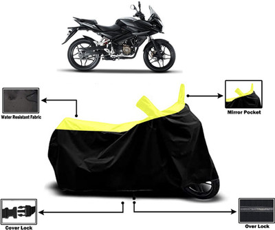 Amexride Two Wheeler Cover for Bajaj(Pulsar AS 150, Yellow, Brown)
