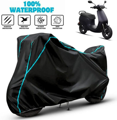 favy Waterproof Two Wheeler Cover for Ola(Electric, Black, Blue)