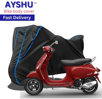 AYSHU Waterproof Two Wheeler Cover for Vespa(VXL 125 BS6, Black, Red)