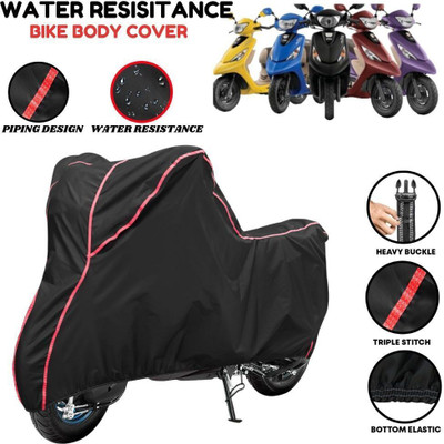 VOICO Waterproof Two Wheeler Cover for TVS(Pep Plus, Black, Red)