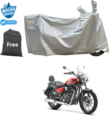 CODOKI Waterproof Two Wheeler Cover for Royal Enfield(Meteor 350, Silver)