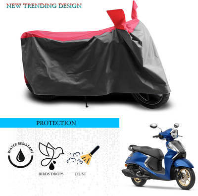 ANTHUB Waterproof Two Wheeler Cover for Yamaha(Fascino 125 FI, Grey, Red)