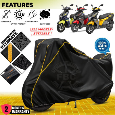AutoGalaxy Waterproof Two Wheeler Cover for TVS(NTORQ, Black, Yellow)