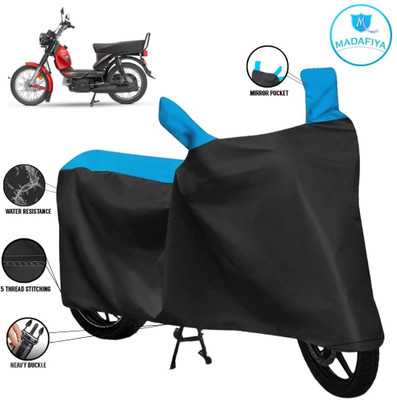MADAFIYA Waterproof Two Wheeler Cover for TVS(XL 100 Comfort BS6, Black, Blue)