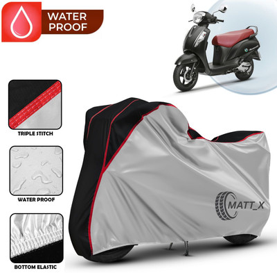 MATT_X Waterproof Two Wheeler Cover for Suzuki(Access 125, Silver, Black)