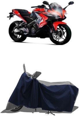 SUGASHRI Waterproof Two Wheeler Cover for Bajaj(Pulsar 200, Grey, Blue)